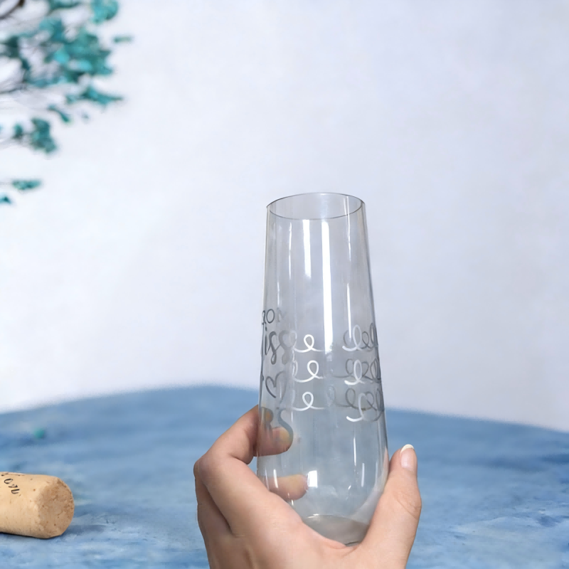 Ffliwt Champagne Plastig Argraffedig ag ochrau dwy