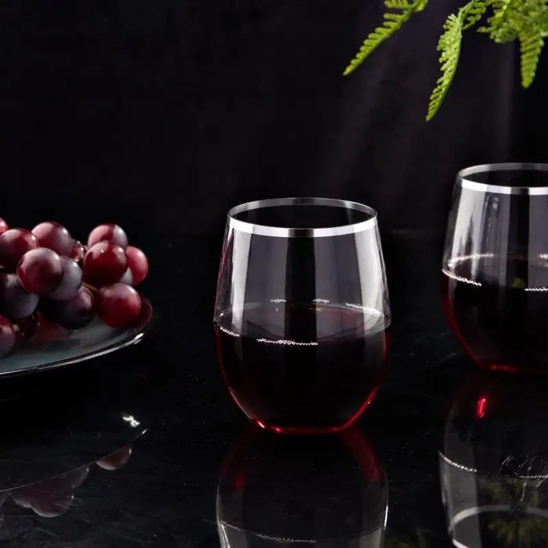 silver edge plastic wine glass silver edge plastic wine glass